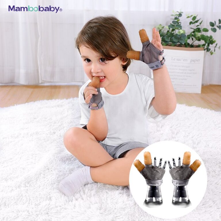 Mambobaby Baby Anti-Bite Gloves With Silicone Finger Cots Stop